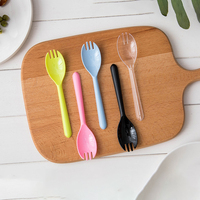Aanpasbare Wegwerp Doorzichtige Plastic Fruit Dessertvorken Lepel Hartvormig Bestek Voor Party Camping Ps Plastic Cakemes