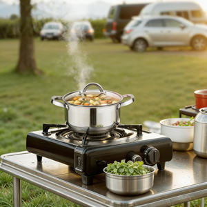 KM-S01 Stainless steel pot <b>cookware</b> with glass lid cooking pot Stainless Steel Houseware Products Modern Kitchen Designs - Product Image 5