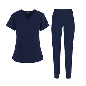 Scrub per infermiere in Spandex per ospedale all'ingrosso imposta scrub personalizzati uniformi Unisex Spa con Logo