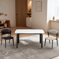 Ensemble table et chaises de salle à manger de style européen moderne, personnalisable ODM, pour hôtel et maison, plateau en pierre microcristalline, structure en fer
