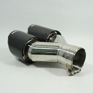 Embout d'échappement universel double FAIZJUNBEN, côté droit, finition brillante en fibre de carbone, embout de silencieux d'échappement quadruple - Product Image 3