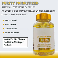 Capsules de compléments alimentaires à base de plantes 10000mg, vente chaude, marque privée, améliore l'immunité, pilules de glutathion 10000mg pour éclaircir la peau
