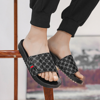 Sandales de plage et d'extérieur pour hommes grande taille à bout ouvert, motif floral, dessus en cuir PU, semelle EVA antidérapante