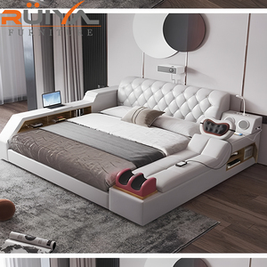 Modern Minimalist Double Bed Multifunctional Leather Bed With Smart Adjustable <b>Mattress</b> Up-Holstered Bed B715 Soft Modern Bed B7 - Product Image 6