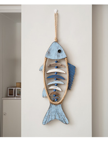 Décoration murale en bois en forme de poisson tridimensionnel de style méditerranéen pour la maison, les chambres d'hôtel, les couloirs et les entrées - Product Image 4