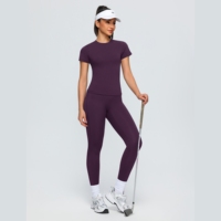 OEM Maßgeschneidertes Damen Kurzarm-Kompressionsshirt Komfortables Leichtes Atmungsaktives Yoga-T-Shirt Vierwege-Stretch Fitness-Sportshirt