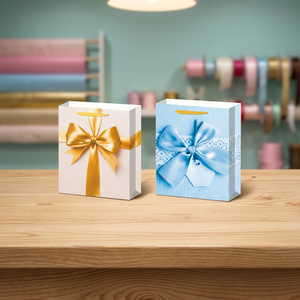 33147 Sacchetto Regalo Piatto con Nastro, Misura Media, con Fiocco Decorativo, Forniture per Feste, Stampa Digitale - Product Image 3