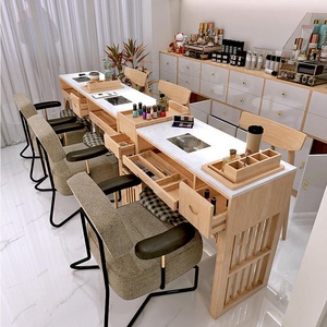 Solid wood nail table <b>vacuum</b> <b>cleaner</b> inlaid single person nail table <b>small</b> nail table and chair workbench - Product Image 5
