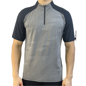 เสื้อยืดออกกำลังกายผู้ชายทรงสลิมฟิต แขนสั้น แห้งเร็ว ผ้าเนื้อยืด ซิปครึ่งตัว น้ำหนัก 180 กรัม สำหรับฤดูใบไม้ผลิและฤดูร้อน สีพื้น - Product Image 1