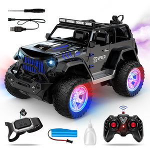 Voiture télécommandée tout-terrain Monster Truck avec effets de fumée, lumières colorées réglables, musique, <span class=keywords><strong>télécommande</strong></span>, Jeep pour enfants et adultes - Product Image 1