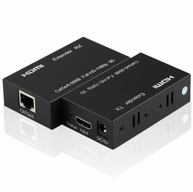 RJ45 लैन नेटवर्क भरनेवाला कनवर्टर करने के लिए HDMI पुनरावर्तक ईथरनेट पर CAT5e/CAT6 केबल hdmi भरनेवाला 60m