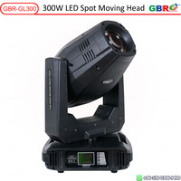 Projecteur LED motorisé GBR-GL300 300W avec zoom, angle de faisceau 8-40°, 7 couleurs, 8 gobos statiques/7 gobos rotatifs, prisme à 3 facettes, DMX 20/25