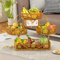 Mesa de Centro de Luxo e Alto Padrão para Sala de Estar com Prateleira de Armazenamento, Fruteira de Várias Camadas e Cesto Doméstico para Armazenamento Seco