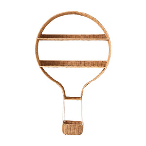 Natural Rattan Hot Air Balloon Wall Shelf 65x71 Cm For Bedroom Storage Decorative Display <b>Unit</b> - Product Image 5