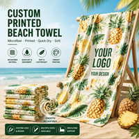 Wholesale Ultra-Fine Fiber Double Sided Fleece Beach Towel Quick Dry Printed Tropical Summer Digital Design for Swimming Bath