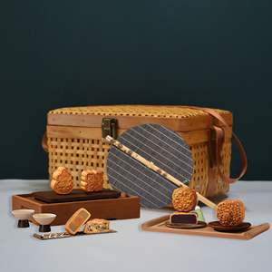Bamboo Woven Traditional Light Luxury Retro Moon <b>Cake</b> & Tea Packaging Gift <b>Box</b> Handmade Eco-Friendly Customization - Product Image 3