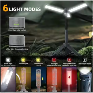 Lámparas de Trabajo Telescópicas Inalámbricas con 3 Cabezales LED, Linterna de Trípode de Emergencia Regulable - Product Image 6