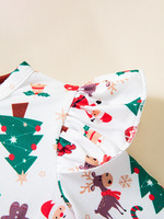 Robe d'automne longue en tulle à imprimé sapin de Noël, manches longues, écologique, lavable, longueur genou, pour les fêtes et les vacances des petites filles