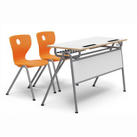 Bureau et chaise d'école en bois, fournisseurs de mobilier scolaire, bureau avec panneau de modestie avant
