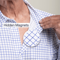 Kemeja Pria Adaptif dengan Kancing Magnetik untuk Pria |   Setelan Kasual Slim Fit Mewah Bermotif Kotak-Kotak untuk Kantor Musim Panas