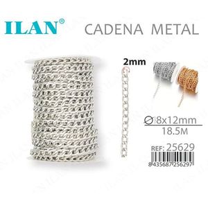 Catena Metallica Ilan 8x12mm 18,5M Argento per Creazione di Gioielli - Product Image 1