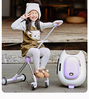 Valise de voyage pour enfant JX Kids Ride, bagage à main, poussette avec roulettes pivotantes pour bébé, en matériau PC