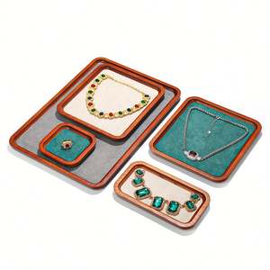 Wooden <b>Jewelry</b> Display <b>Tray</b> Ring Earring Necklace Beige Custom Logo - Product Image 1