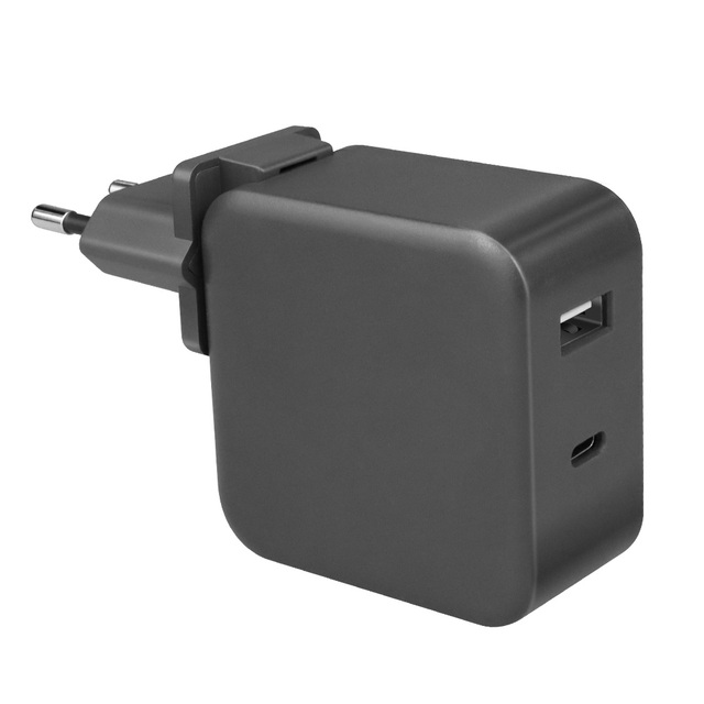 Gan Technology 65W High Power Type-c PD Travel Charger Switch Plug Foldable EU Compatible Mobile Phones/Laptops/Tablets KYT OEM