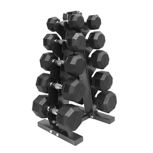 Ensemble d'haltères réglables en fonte et caoutchouc avec support, design hexagonal, écologique, utilisation universelle, poids libres pour le corps, garantie 2 ans - Product Image 3