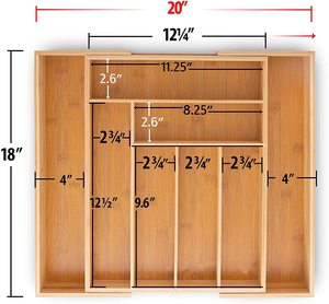 Organisateur de tiroir extensible en bambou pour ustensiles de cuisine, plateau à couverts pour restaurant, <span class=keywords><strong>rangement</strong></span> pour couverts - Product Image 3