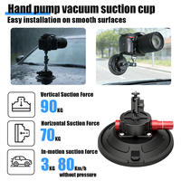 Support à ventouse de 6 pouces avec bras articulé, pompe manuelle en métal, capacité de charge verticale de 70 kg, base en silicone, filetage 1/4 pouces pour