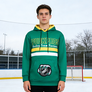 เสื้อฮู้ดฮอกกี้แบบกำหนดเอง ยูนิเซ็กซ์ ผลิตจากวัสดุรักษ์โลก ชุดกีฬา 95% โพลีเอสเตอร์+5% สแปนเด็กซ์ บริการ OEM ปัก พิมพ์ แห้งเร็ว - Product Image 1