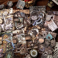 Autocollant rigide creux en papier kraft blanc - Série Galerie de collection antique, Matériaux de collage et de décoration DIY pour écriture manuscrite et dessins animés