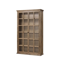 Vitrine antique en chêne massif Meubles d'intérieur rustiques classiques pour la maison Bar Salon Villa Salle à manger Bureau à domicile Verre avant