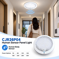 Plafonnier LED rond avec capteur de mouvement PIR, plusieurs options d'alimentation, marche/arrêt automatique pour couloir, hall d'entrée, éclairage domestique