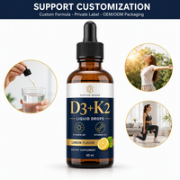 Gouttes liquides de Vitamine D3 K2 certifiées Halal 60ml Personnalisation de marque privée OEM ODM Approvisionnement en vrac Stock entrepôt USA Livraison