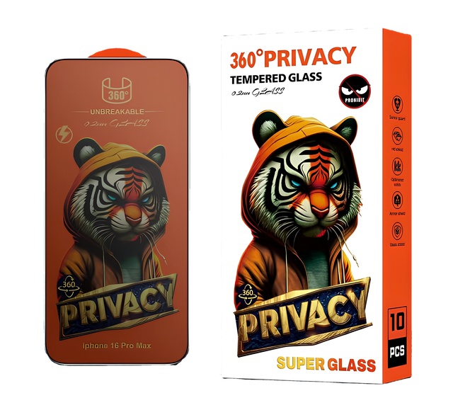 ESD 360 Degree Privacy Screen Protector for 17 Pro Max 6.9 Inch Anti-Spy 4 Directions 9H Tempered Glass Anti-glare 2.5D 0.2mm