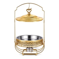 Réchaud de luxe blanc et or 8L avec couvercle suspendu en acier inoxydable pour buffet, mariage, réceptions et traiteur