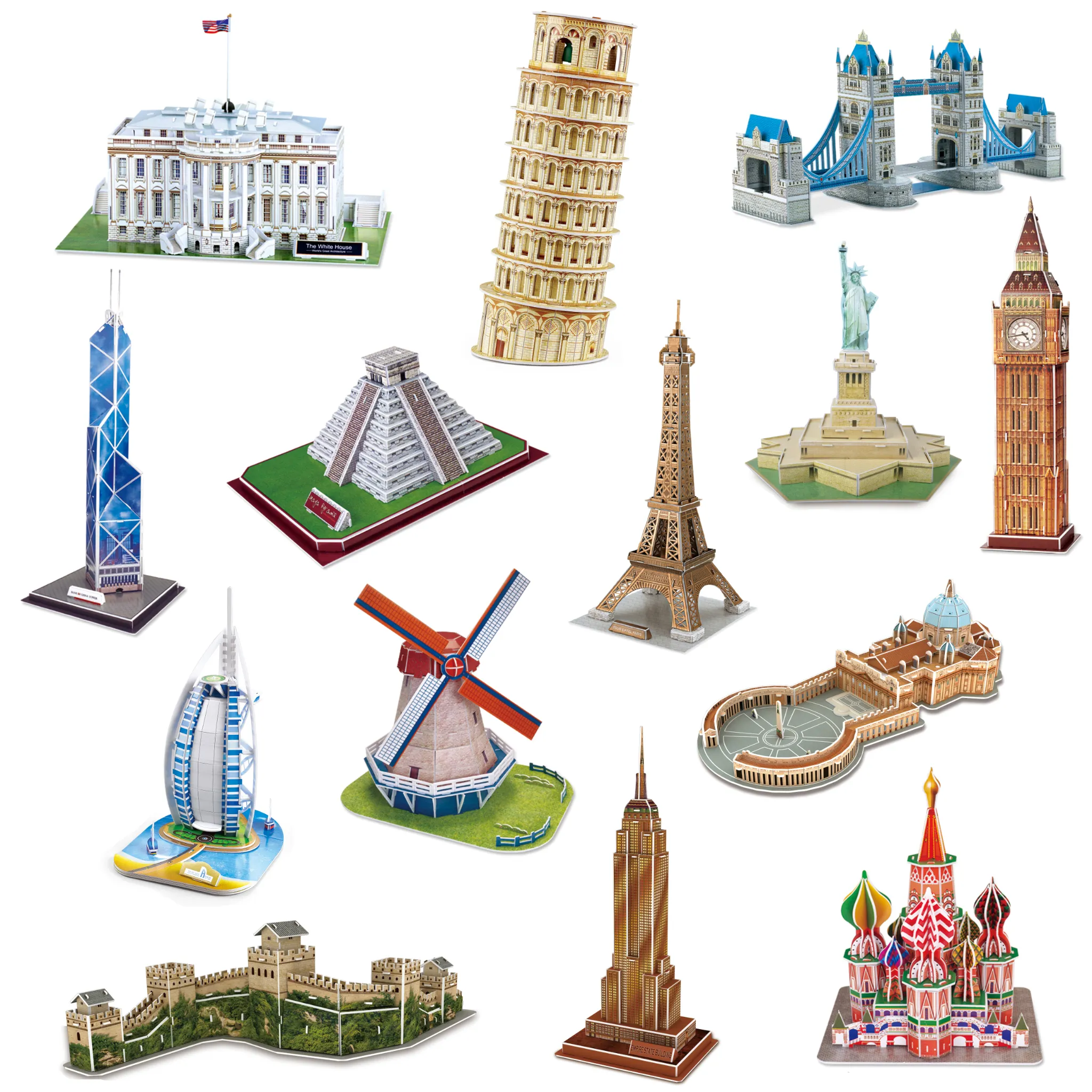 Hot Sale World Famous Architecture Building 3D Jigsaw Puzzle Toys For Children EPS Material Kids Christmas Gift