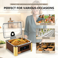 Chauffe-plat électrique professionnel YT en acier inoxydable 304, design grain de bois, avec commande tactile numérique, idéal pour buffets, mariages et banquets