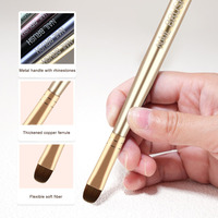 Pinceau professionnel de haute qualité 2-en-1 en nylon épais pour application de gel UV, stylo de construction d'ongles ovale et rond pour la pose de French manucure