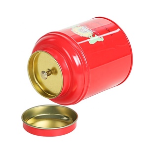 Boîte à thé ronde en métal réutilisable avec couvercle à bouton, boîte à biscuits de Noël à bords soudés pour cadeaux gourmands, rangement de garde-manger, usage artisanal - Product Image 2