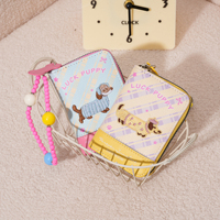 New Square Dachshund Beaded Animal Pattern Card Bag Fresh Sweet Style Colorful Mobile Phone Pendant Women's Wallet Large