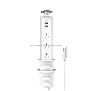 US kitchen tabletop outlet intelligent Electrical lift pop up power socket electric strip with PD18W type c fast charger