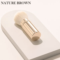 Cheveux naturels en poudre rétractable de qualité pour le maquillage du visage manche en métal utilisé pour la brosse de bronzage de fond de teint