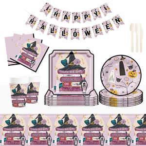 DAMAI Halloween Party Disposable Paper Plates Customized Pumpkin Witch Hat Printing Paper Dessert Plates Tableware Sets - Product Image 3