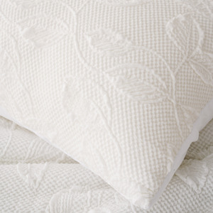 Magnifique léger Boho Shabby Chic Snow White Leaf Jacquard Broderie King Size Ensemble de couettes - Product Image 5