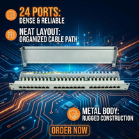 Panel Patch Cat6 24 Port Norden 24 Port Panel Patch Modular Cat6 Tipe Rak 1U dengan Inline