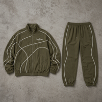 Survêtements réfléchissants personnalisés OEM pour hommes, veste zippée à passepoil contrastant, pantalon, col montant, poignets élastiques, vêtements de sport, fabricant, usine