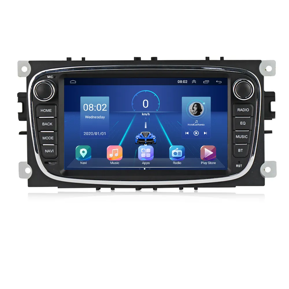 Pemutar Multimedia Mobil 2 Din 7 Inci, untuk Ford Focus S-max Mondeo MK4 Galaxy C-max Autoradio DVD Navigasi Gps 4 + 64G Wifi BT